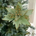 thumbnail image 6 of Anhility Large Christmas Poinsettia Flowers Artificial Glitter Christmas Tree Hanging Poinsettia Flowers with Stem Gifts for Christmas Tree New Year Party Holiday Weddings, 11.02x13.39in, Light Green, 6 of 6
