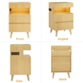 thumbnail image 2 of Pikvki Fluted Nightstand with Charging Station & LED Light, Modern End Table with 2 Drawers and Pull-Out Shelf for Bedroom, Natural Oak, 2 of 9
