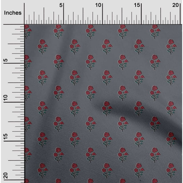 oneOone Cotton Flex Fabric Leaves & Floral Block Printed Craft Fabric BTY 40 Inch Wide