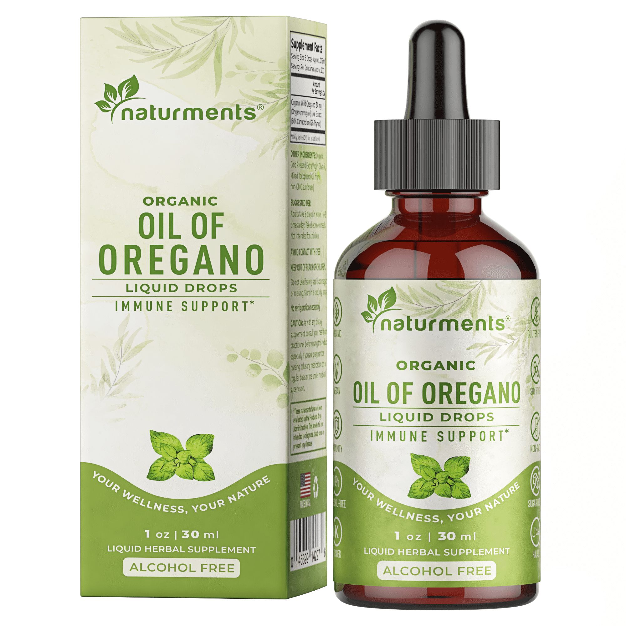 Naturments Oregano Oil Drops for Immune Support & Gut Health. Organic