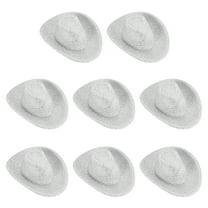 Uxcell Mini Cowboy Hats, 8 Pcs Miniature Western Cowboy Hat for Crafts, Party Decoration, Glitter Dot Style, White