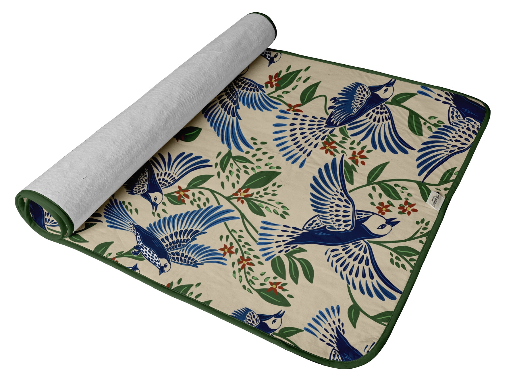 Vargottam Portable Ironing Mat - 28"x48" Foldable Cotton Ironing Pad with Silicone Rest & Magnetic Corners - Travel-Friendly, Space-Saving Iron Board Alternative for Small Homes, Dorms, RVs - Bird