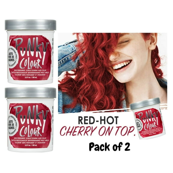 Jerome Russell PUNKY COLOUR Semi Permanent Conditioning Color 3.5 oz - Cherry On Top ( PACK OF 2 )