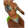 thumbnail image 5 of Fesfesfes Women Bikini Set Bronzing Swimwear High Waist Bikinis Tie Thong Swimsuit Halter Neck Beachwear, 5 of 8