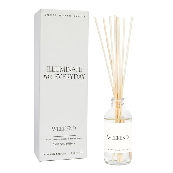Sweet Water Decor Weekend Reed Diffuser Set | Woodsy Scents including: Sage, Orange, and Amber | Lasts For 3+ Months | Premium Fragrance Oils