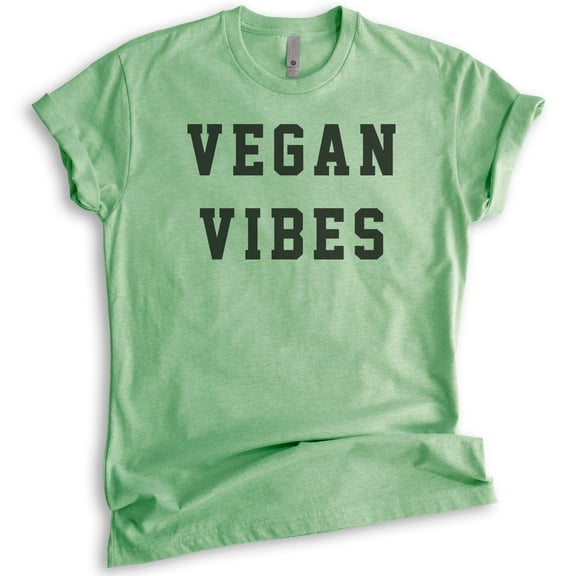 Vegan Vibes Shirt, Unisex Women's Men's Shirt, Vegan Shirt, Veganism Shirt, Heather Apple Green, Medium