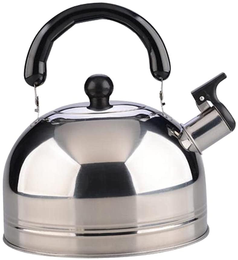 Stainless Steel Whistling Tea Kettle 2.5L Teapot Hot Water Pot Insulated Handle for Making Fresh Brewed Iced Tea or Coffee Loud Whistle Silver