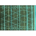 thumbnail image 1 of Ahgly Company Machine Washable Indoor Rectangle Oriental Turquoise Blue Industrial Area Rugs, 8' x 12', 1 of 4