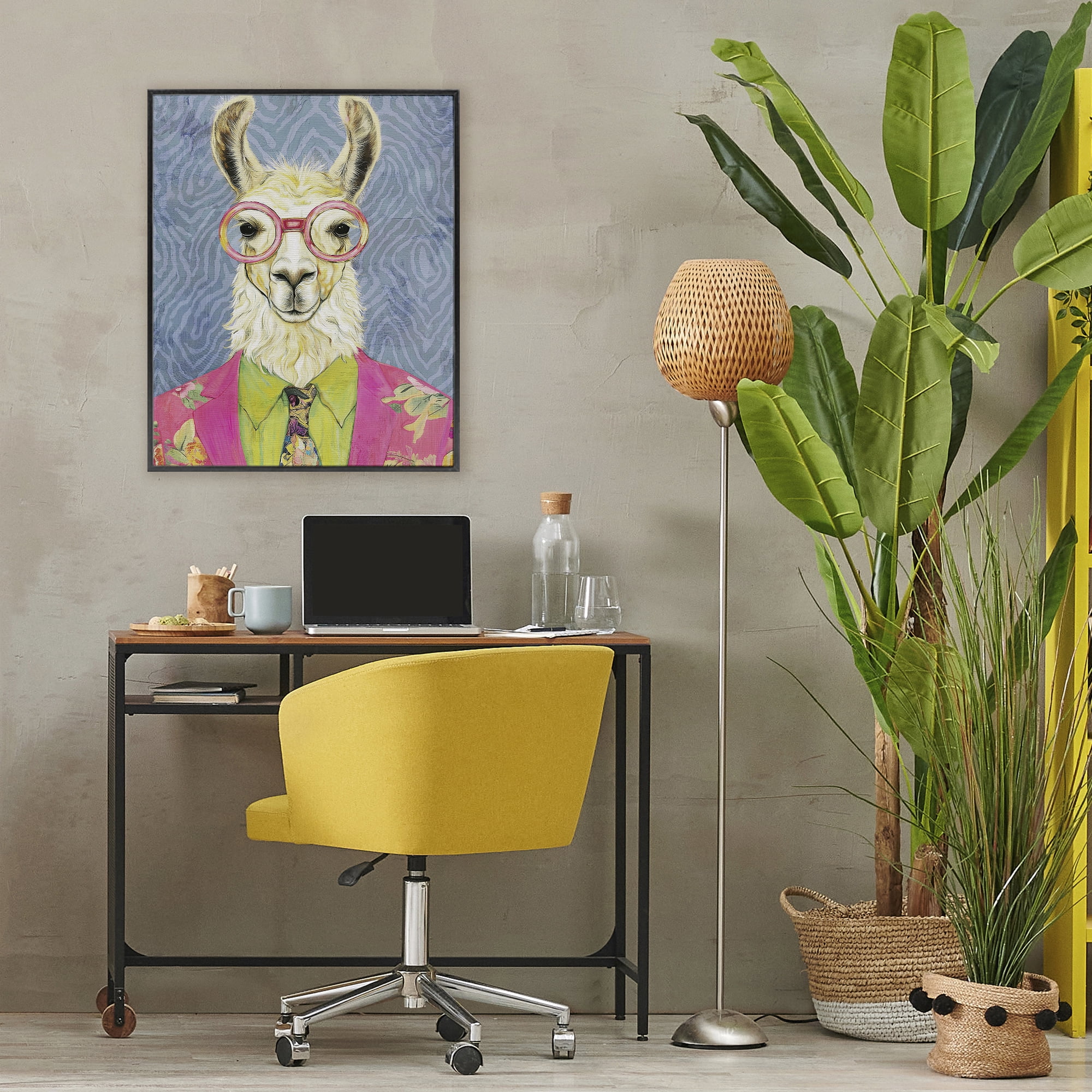 Stupell Industries Bright Gaze Llama Black Framed Giclee Art, design by Svetlana Aleynikova