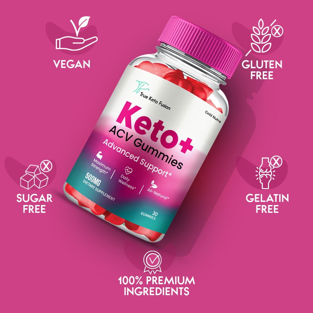 True Keto Fusion Keto + ACV Gummies Supplement for Ketogenic Diet, Premium Formula, Organic Ingredients, 3 Month Supply (3 Pack)