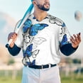 thumbnail image 4 of Fotbe Blue Flying Butterflies Baseball Jersey Shirt for Men and Women, Casual Short Sleeves Button Down T-Shirt-X-Large, 4 of 9