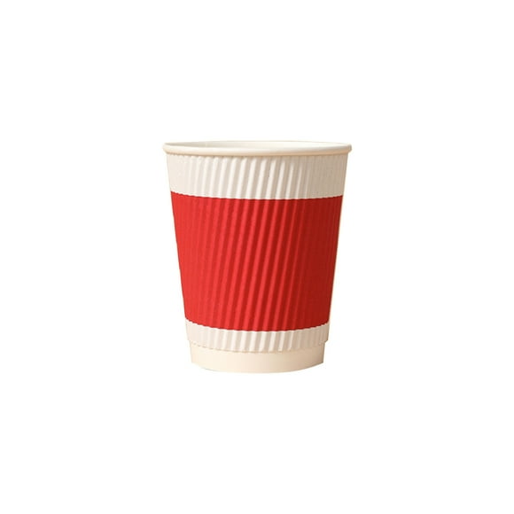 Rbaofujie Ensemble de 20 Pcs Gobelets en Papier Jetables à Rayures Rouges Design Ondulé Isolants Thermiques et Anti-Brûlure Gobelets à Café pour Boissons Chaudes en Liquidation