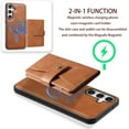 thumbnail image 2 of Detachable Magnetic Phone Cases Compatible with Samsung Galaxy A36 5G, Case with Card Holder, Support Magnetic Wireless Charger, Classic PU Leather Kickstand Wallet Phone Cover, Brown, 2 of 5