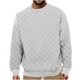 thumbnail image 2 of PNTUTB Men's Casual Solid Color Checkered Crew Neck Long Sleeve Comfortable Fashion Versatile Pullover Loose Tops, 2 of 6
