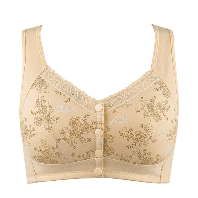 MIASHUI Bras for Women Comfortable Large Size Front Open Button Middle and Old Age Gathering No Steel Ring Comfortable and Breathable Bra