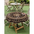 thumbnail image 3 of Outdoor Tablecloth with Umbrella Hole and Zipper, Brown Ethnic Flower Round Table Cloth 54 Inch Waterproof Tablecloth, Abstract National Boho Geometric Picnic Table Cover for Patio Camping, 3 of 7