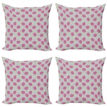 Ambesonne Tropical Throw Pillow Cover 4 Pack, Crosscut Dragon Fruit, 24", Multicolor