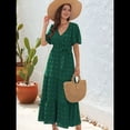 thumbnail image 4 of Vestido Bohemio de Lunares para Mujer, de Verano, con Cuello en V, Corta, y Fluido, para Invitada A una Boda en la Iglesia Verde XXL, 4 of 10