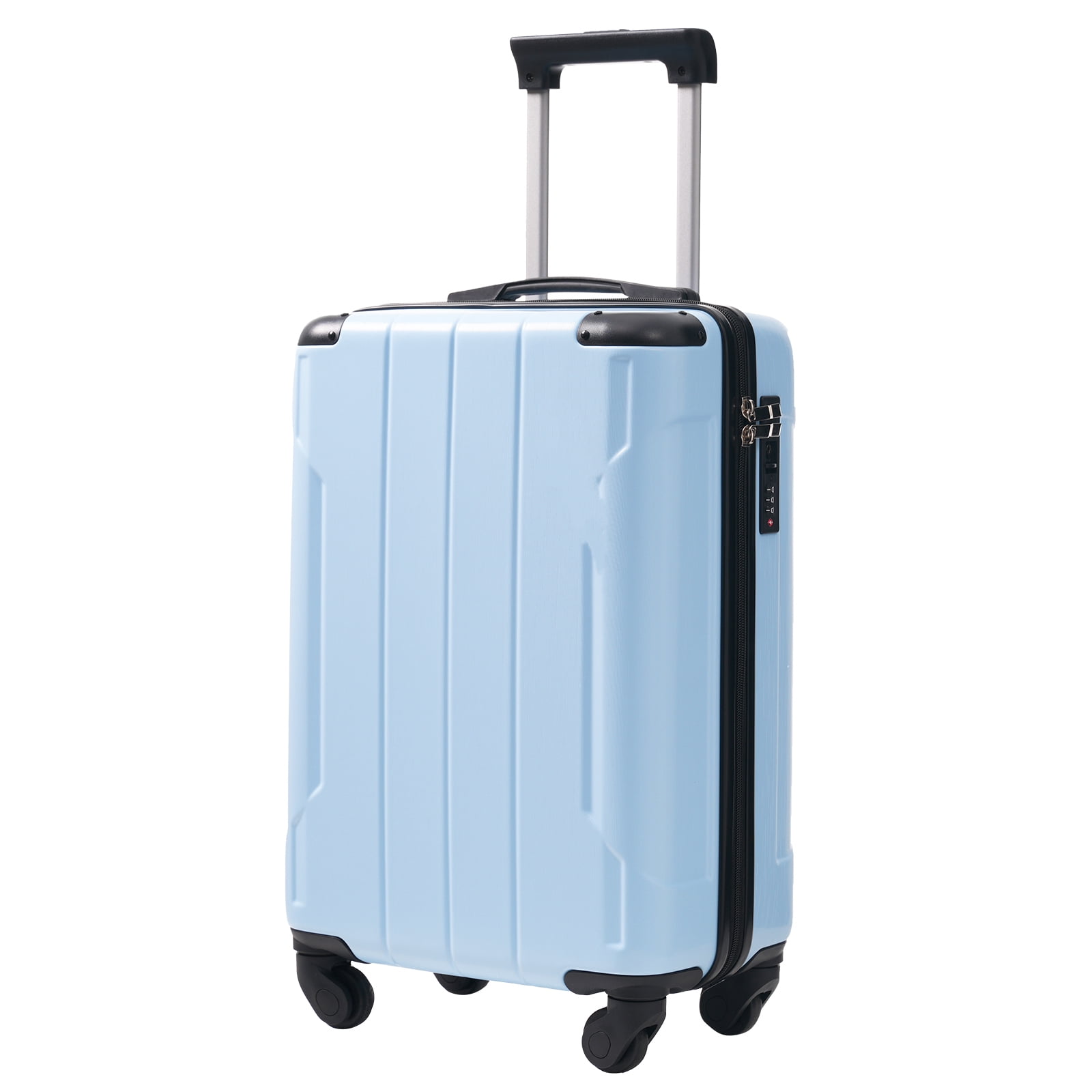 Euroco Carry-On Luggage Set 3 Piece,ABS Lightweight Durable Suitcase with Spinner Wheels, TSA Lock & 2 Packing Cubes,20 Inch Hardshell Airline Approved Luggage for Men Women Travel,Sky Blue