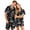 Black, variant on Pajamas Set for Women Glossy Short Sleeve Button Down Lounge Set Shorts 2 Piece Summer Casual Sleepwear for Him And Her,Yellow(S)