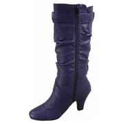Maggie-39 Women's Round Toe High Heel Zipper Mid-Calf Causal Dress Boots Shoes