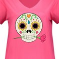 thumbnail image 3 of Inktastic DÃ­a De Los Muertos Skull with Flower Women's Plus Size V-Neck T-Shirt, 3 of 4