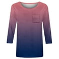 thumbnail image 4 of Women T Shirts 3/4 Length Sleeve Womens Tops Casual Loose Fit Crewneck T Shirts Cute Solid Three Quarter Length Tunic Tops,Purple Women Blending Shirts M, 4 of 5