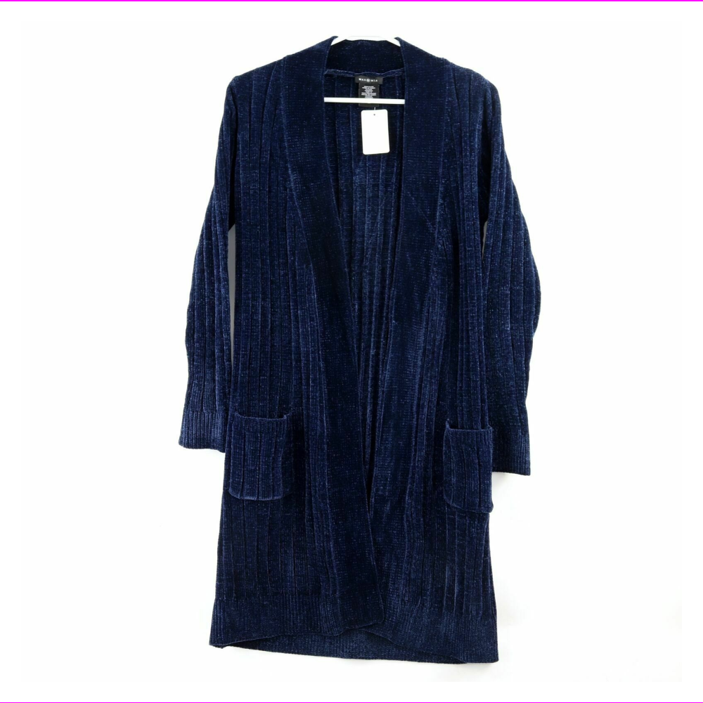 Max and Mia Ladies Curved Hem Long Sleeves Travel Cardigan M/Midnight - Walmart.com