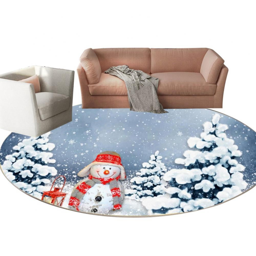 Round Area Rugs Merry Christmas Winter Holiday Snowman Super Soft Indoor  Stain-Proof Carpet Floor Mat Non-Skid Runner Rugs for Home Living Room