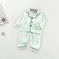 thumbnail image 2 of Odeerbi 1-5 Años Boys Girls Verano Pijamas de Algodón de Manga Larga Con Solapa Con Muescas Camisa Pantalones Set Soft Floral Sleepwear Pijama Set, 2 of 5
