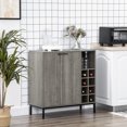 thumbnail image 2 of HOMCOM Modern Buffet Cabinet with 12 Red Wine Glasses Rack, 8-Grid Wine Rack, and Adjustable Shelves, Grey, 2 of 10