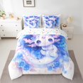 thumbnail image 3 of Manfei Girly Blue Axolotl Bedding Comforter Set 7 Pieces for Kids, Kawaii Rose Floral Full Bedding Set, Mystic Stars Galaxy Reversible Fitted Sheet Flat Sheet, Luxury Bedroom Decor, 3 of 8