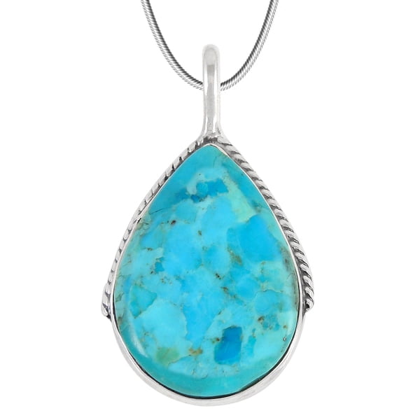 Turquoise And Coral Sterling Silver Jewelry Set - Pendant, Earrings & 20" Snake Chain With Genuine Gemstones