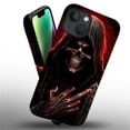 thumbnail image 3 of Punmada Compatible with iPhone 13/iPhone 14 Glossy Case For Girl Boy Full Body Protective Hard Shell Esthetics Pattern Cool Red Skull, 3 of 7