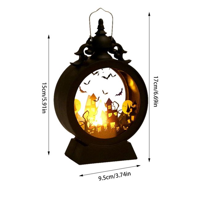 Luz de vela electrónica LED para decoración de Halloween, lámpara de linterna de Castillo de bruja de calabaza Retro, decoración de escritorio, regalo de recuerdo de fiesta de Festival