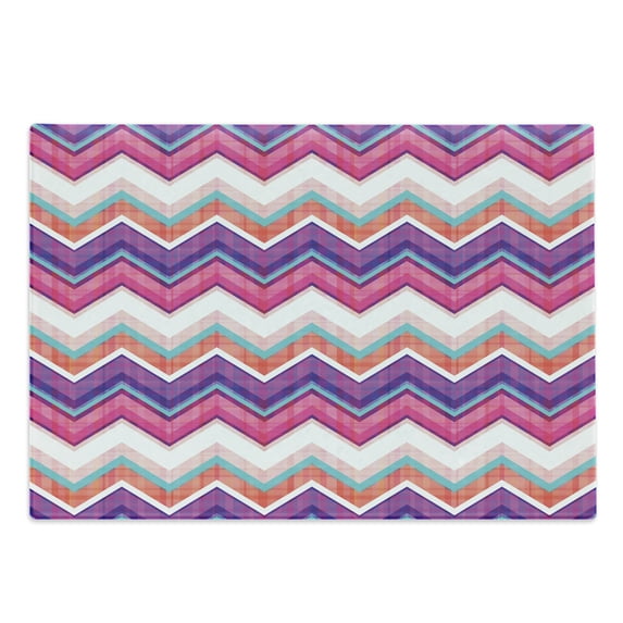 Chevron Cutting Board, Chevron Motifs Different Colors with Variable Angles Parallel Lines Groovy Art, Decorative Tempered Glass Cutting and Serving Board, Large Size, Multicolor, by Ambesonne
