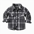 thumbnail image 4 of YIWULA Toddler Long Sleeve Plaid Jacket Baby Boys Girls Button Down Flannel Thick Shirt Fall Winter Coat for Kid(10-11 Years,Black), 4 of 5