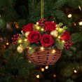 thumbnail image 6 of Christmas Flower Basket Ornament, 2D Flat Hanging Decoration, Acrylic Pendant for Holiday Trees and Home Decor, 6 of 9