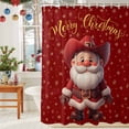 thumbnail image 6 of Shower Curtain 54"W x 78"L Merry Christmas Cowboy Santa Claus Snowflake Red Fabric Shower Curtains Set with Hooks Water Repellent Bathroom Curtains Machine Washable Bathroom Accessories, 6 of 9
