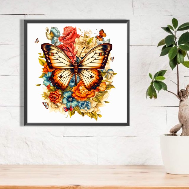 Pintura de diamante 5D DIY, kit de mariposa con borde de taladro redondo completo, decoración, 40x40cm, rojo FLhrweasw Nuevo