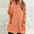 thumbnail image 2 of Lindreshi Long Sleeve Shirts for Women's Round- Neck And Winter Loose Solid Pocket Warm Long Sleeve Tops, 2 of 5