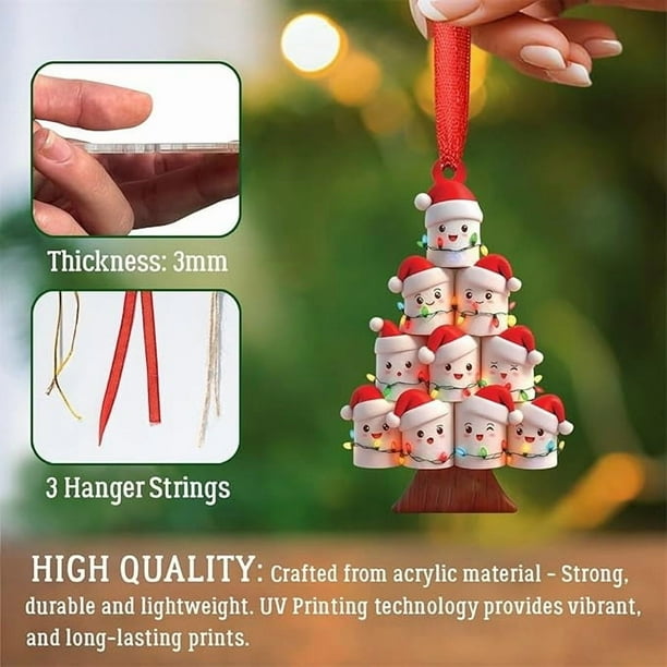 Adorno Navideño para Inodoro | Recuerdo de Gorro de Papá Noel Acrílico para Inodoro | Decoración Divertida para Baño | Decoración Navideña para Tapa de Inodoro | Adorno Único para Árbol de Navidad |