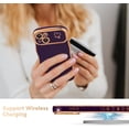 thumbnail image 5 of for iPhone 14 Case 6.1 inch,Cute Curly Wave Frame Case with Love Heart Pattern,Luxury Plating Edge Full Camera Protection Shockproof Phone Case for Women Girls-Dark Violet, 5 of 13