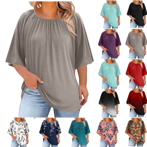 Bixock Women's Maternity Tops Loose Casual Short Sleeves Round Neck Maternity T-Shirt Plus Size Pregnant Top