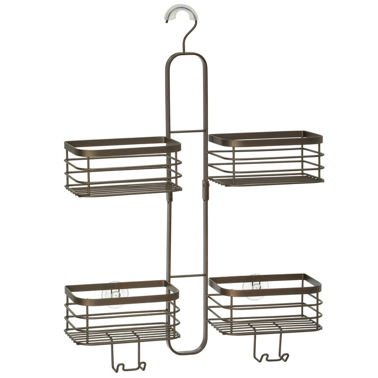 mDesign Metal Steel Hanging Shower Caddy, 4 Basket Split Organizer