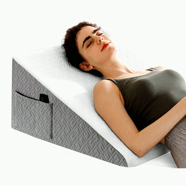 CoolSleep Wedge Pillow Gel Memory Foam Support Triangle Pillow for Sleeping Legs Sleep Apnea Acid Reflux Relief 7.5 Elevated Bed Wedge Walmart