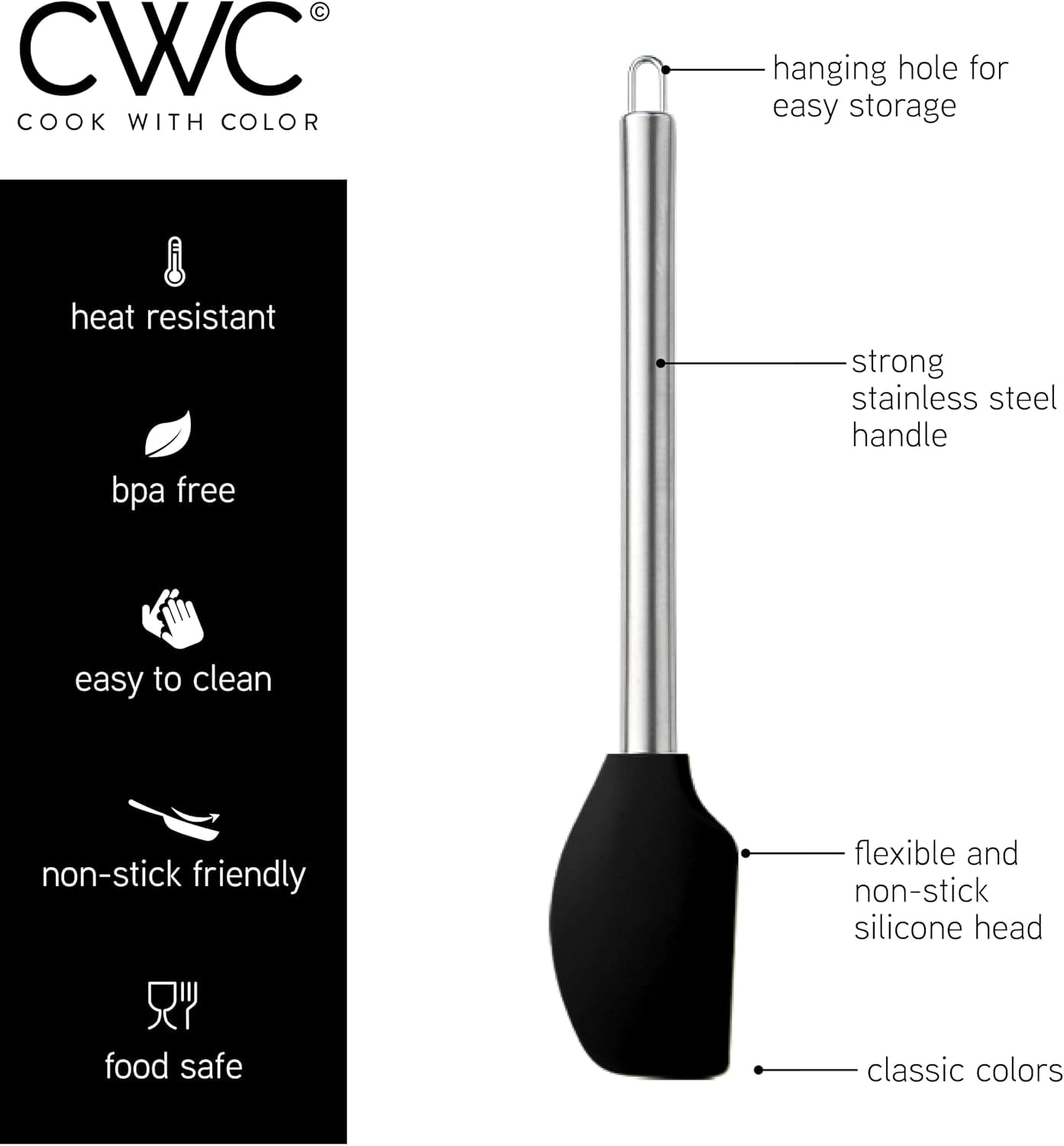 COOK WITH COLOR 10-Pc Cooking Utensils Set Kitchen Gadgets & Essentials, Black