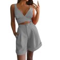 thumbnail image 2 of Idoravan Women Sets Clothing Clearance Womens Summer Solid Color Waist Waist Suit Fashion Casual Two-Piece Suit, 2 of 7