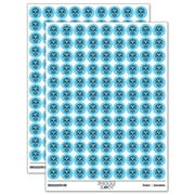 Mexican Day of the Dead Sugar Skull Skeleton Round Sticker Set - Light Blue - Matte Finish - 0.50" Size