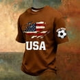thumbnail image 2 of Men's 2026 USA Soccer Jersey Crewneck Short Sleeve United States Team Fan International Football Shirt Retro Streetwear Top Brown XXXXL, 2 of 4